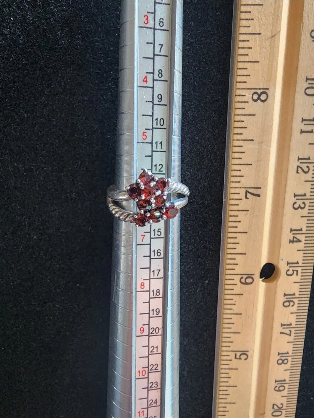 Vintage Sterling Silver/Garnet Ring Sz 6 Marked/Tested+ Ready2Wear